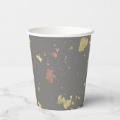 マット金ゴールドとバラ金ゴールドフレーク暖かいダークグレー 紙コップ (裏面)