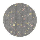 マット金ゴールドとバラ金ゴールドフレーク濃い暖かい灰色 カッティングボード (正面)