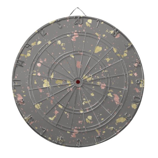 マット金ゴールドとバラ金ゴールドフレーク濃い暖かい灰色 ダーツボード (正面)