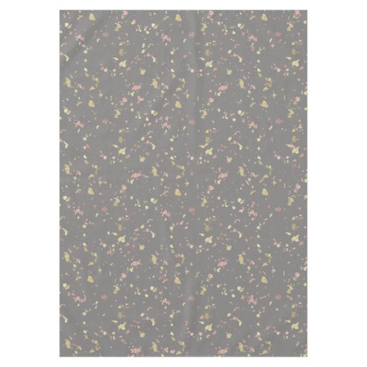 マット金ゴールドとバラ金ゴールドフレーク濃い暖かい灰色 テーブルクロス (正面)