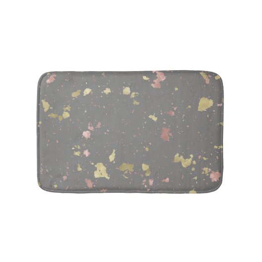 マット金ゴールドとバラ金ゴールドフレーク濃い暖かい灰色 バスマット (正面)