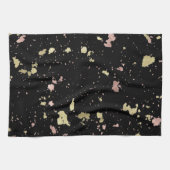マット金ゴールドとバラ金ゴールドフレーク黒 キッチンタオル (横)