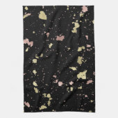 マット金ゴールドとバラ金ゴールドフレーク黒 キッチンタオル (縦)