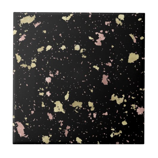マット金ゴールドとバラ金ゴールドフレーク黒 タイル (正面)