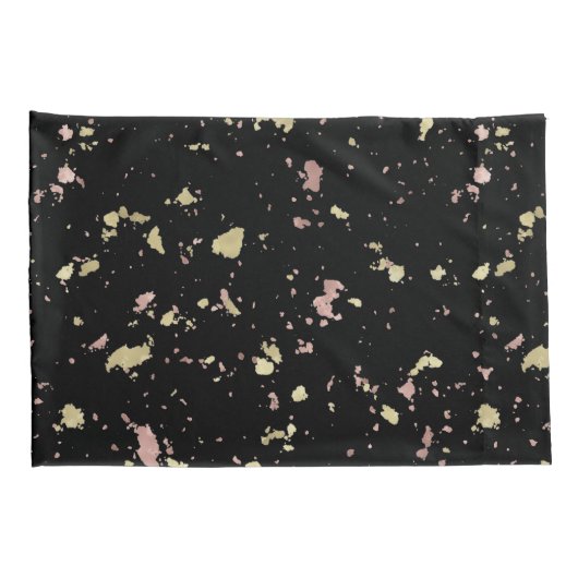 マット金ゴールドとバラ金ゴールドフレーク黒 枕カバー (裏面-右)