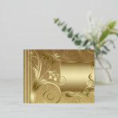 マット金ゴールドラベル 箔招待状ポストカード (立ち正面)