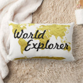 マット金ゴールドルックワールドエクスプローラーワールドマップ ランバークッション (ブランケット)
