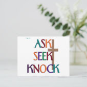 マット7:7カスタマイズ可能なクリスチャンの贈り物 ポストカード (スタンド正面)