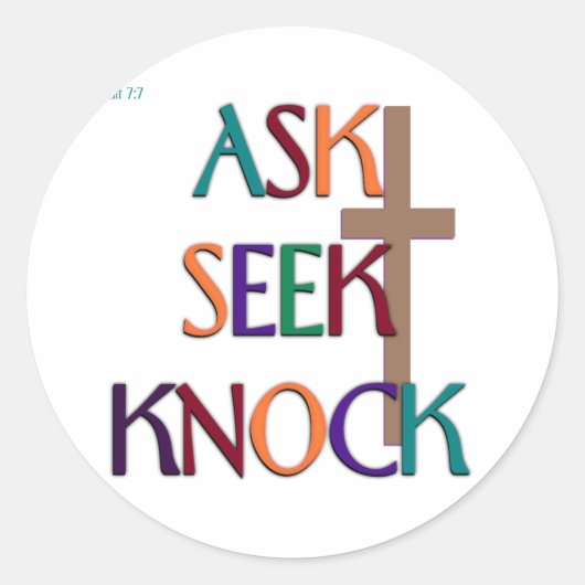 マット7:7カスタマイズ可能なクリスチャンの贈り物 ラウンドシール (正面)