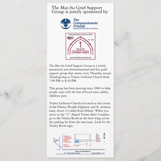 マット・スー悲嘆サポートグループのご案内 招待状 (正面)