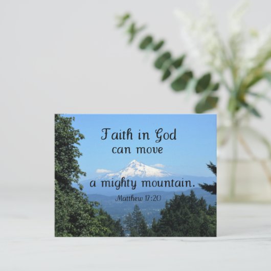マット:17:20神への信仰は、大きな山を動かすことができる ポストカード (スタンド正面)
