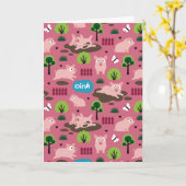 マッドカードに入った幸せな豚 カード (黄色い花)