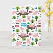 『マッドカードの幸せな子豚』 カード (黄色い花)