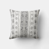 マッドクロスの部族のパターン白と黒 クッション (裏面)