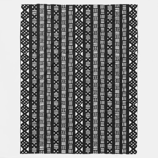 マッドクロススタイル01 – 黒 フリースブランケット (正面)