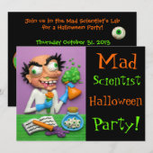 マッドサイエンティストのハロウィンパーティ 招待状 (正面/裏面)