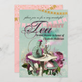 マッドハッター アリス ヴィンテージ ティーパーティー ブライダルシャワー 招待状 (正面/裏面)
