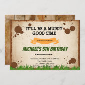 マッド障害物コースの誕生日 招待状 (正面/裏面)