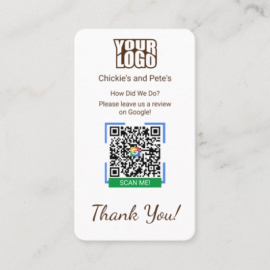 マップとQRコードリンクテンプレートを使用したGoogleレビュー 名刺 (正面)