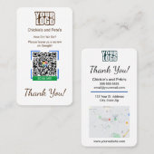 マップとQRコードリンクテンプレートを使用したGoogleレビュー 名刺 (正面/裏面)