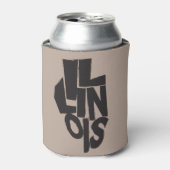 マップのアウトライン上のイリノイ文字デザイン 缶クーラー (缶正面)