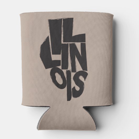 マップのアウトライン上のイリノイ文字デザイン 缶クーラー (裏面)