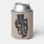 マップのアウトライン上のイリノイ文字デザイン 缶クーラー (缶裏面)