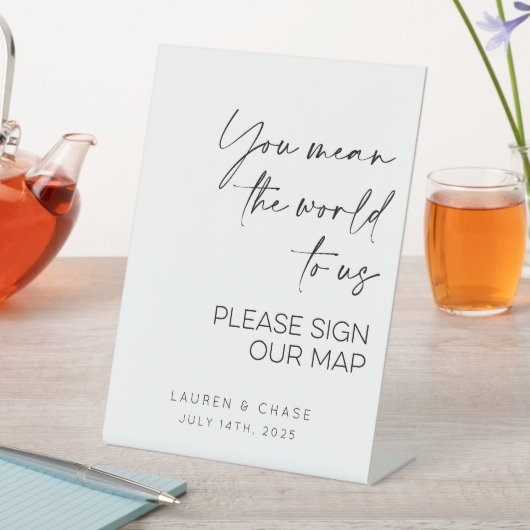 マップのゲストブックを使用する結婚世界を意味する 台座サイン (インサイチュ)