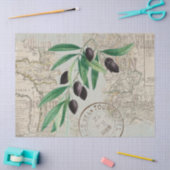 マップフランスオリーブブランチヴィンテージデクペフランスのージ 薄葉紙 (クラフト)