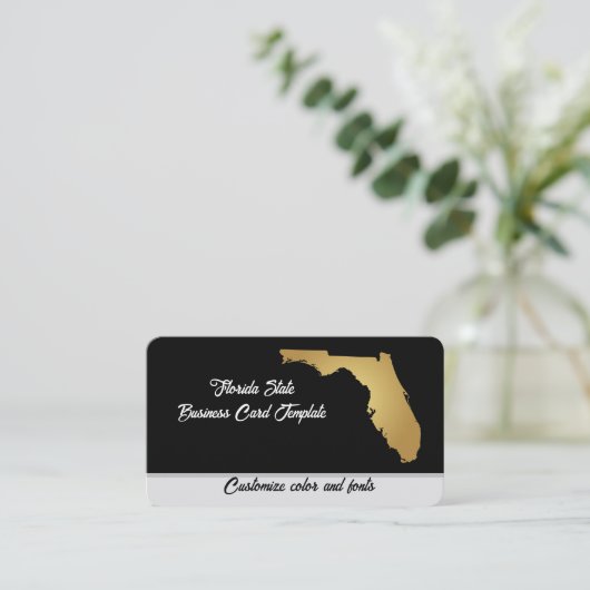 マップフロリダ州名刺メタリック金ゴールド 名刺 (スタンド正面)