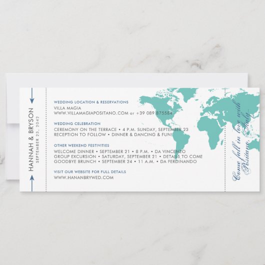 マップボーディングパス日付カードを保存U PICK COLORS 案内状 (裏面)