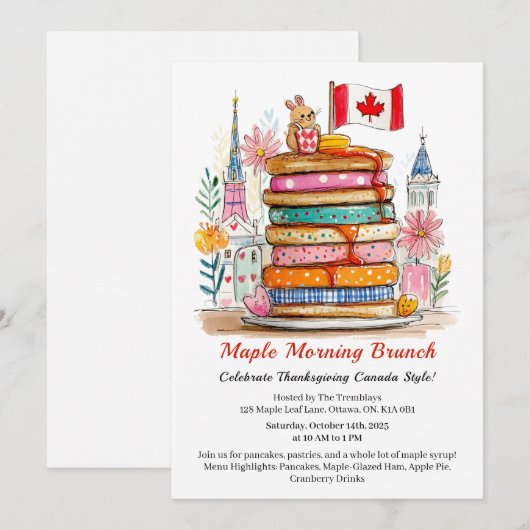マップルモーニング ブランシュ | 3D ドールハウス パンケーキ 招待状 (正面/裏面)