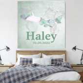 マップヴィンテージピンク飛行機のデコパーソナライズされたア キャンバスプリント (インサイチュ (寝室))