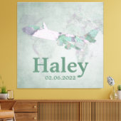 マップヴィンテージピンク飛行機のデコパーソナライズされたア キャンバスプリント (インサイチュ (リビング))