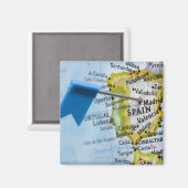 マップ上にスペインのマドリードに配置されたマップピン、クローズアップ マグネット (正面/裏面)