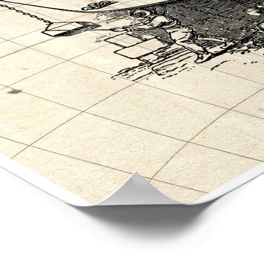 マップ上にヴィンテージダイビングスーツのポスター ポスター (角)