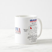 マップ上のアイダホ・アメリカ州と有用な情報 コーヒーマグカップ (正面右)