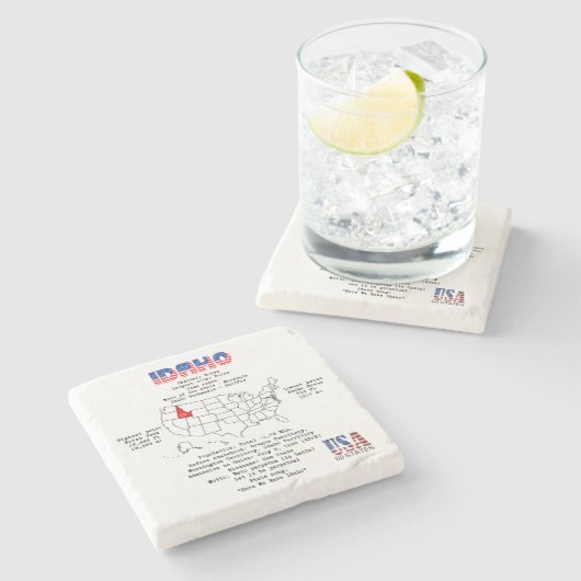 マップ上のアイダホ・アメリカ州と有用な情報 ストーンコースター (横)