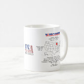 マップ上のウィスコンシンのアメリカの州と有用な情報 コーヒーマグカップ (正面右)