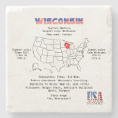 マップ上のウィスコンシンのアメリカの州と有用な情報 ストーンコースター (正面)