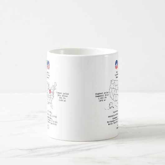 マップ上のオハイオアメリカン州と有用な情報 コーヒーマグカップ (中央)