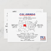 マップ上のコロラド州のアメリカの州と便利な情報 シーズンポストカード (正面/裏面)