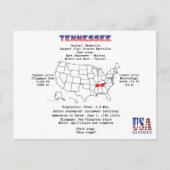 マップ上のテネシーのアメリカの州と有用な情報 シーズンポストカード (正面)