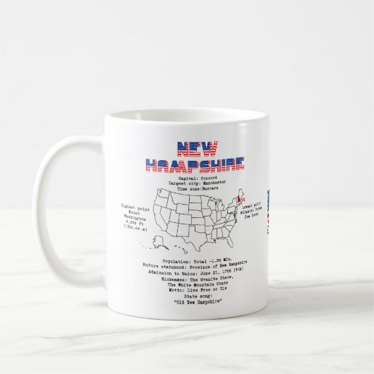 マップ上のニュー統一されたハンプシャー州州 コーヒーマグカップ (左)