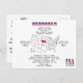 マップ上のネブラスカのアメリカの州と有用な情報 シーズンポストカード (正面/裏面)