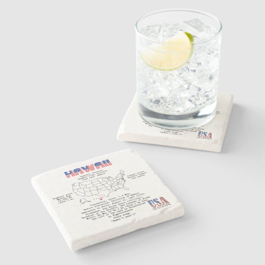 マップ上のハワイのアメリカの州と有用な情報 ストーンコースター (横)