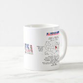 マップ上のミズーリのアメリカの州と有用な情報 コーヒーマグカップ (正面右)