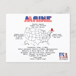 マップ上のメインのアメリカの州と有用な情報 シーズンポストカード