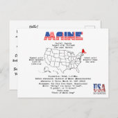 マップ上のメインのアメリカの州と有用な情報 シーズンポストカード (正面/裏面)