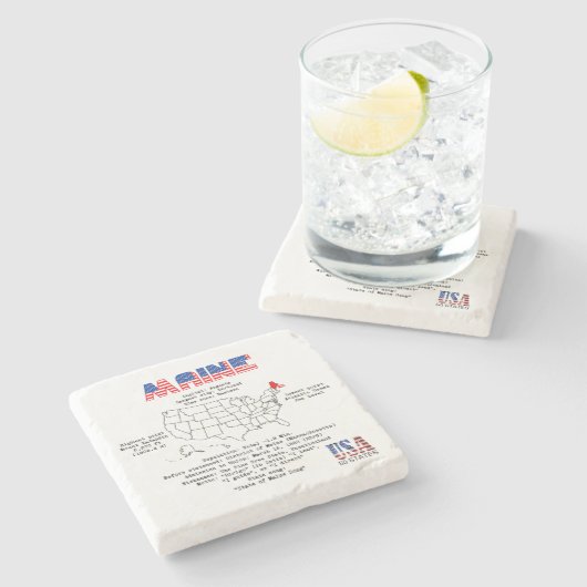 マップ上のメインのアメリカの州と有用な情報 ストーンコースター (横)